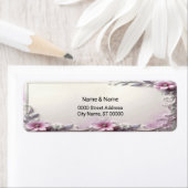 Étiquette Pink Floral Frame Return Address Label (En situation)