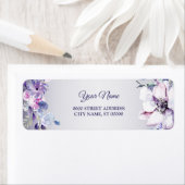 Étiquette Pink Floral Gold Purple Wedding Return Address (En situation)
