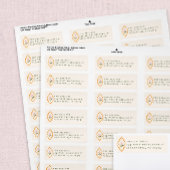 Étiquette Pink Flower Orange Ogee Antique Serif Text