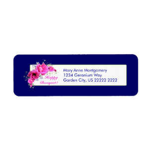 Étiquette Pink Geranium Bouquet Return Address Labels