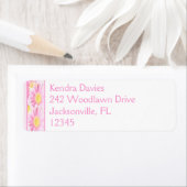 Étiquette Pink Gerbera on White Return Address Label (En situation)