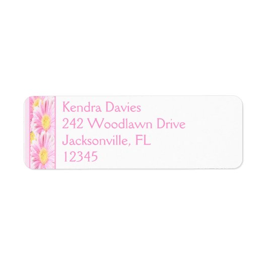 Étiquette Pink Gerbera on White Return Address Label (Devant)