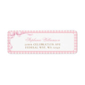 Étiquette Pink Gingham Coquette Bow Return Address (Devant)