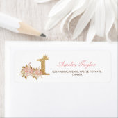 Étiquette Pink Gold Couronne Princesse Premier anniversaire (En situation)