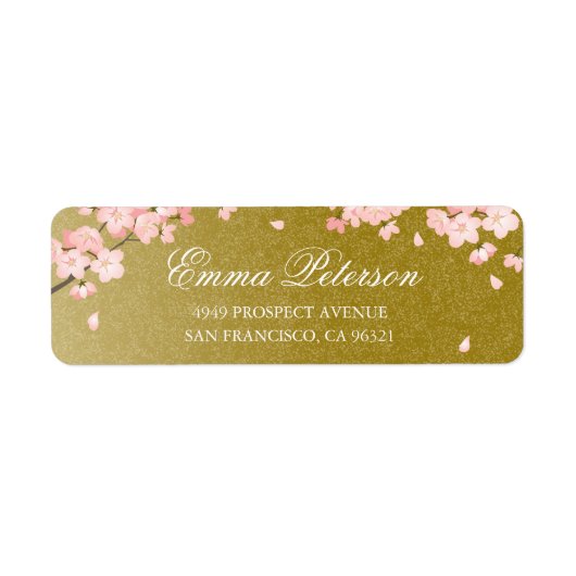 Étiquette Pink Gold Japanese Cherry Blossoms Custom Template (Devant)