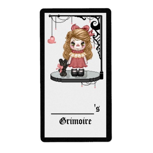 Étiquette Pink Gothique Love Doll Pixel Art (Devant)