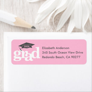 Étiquette Pink Graduation Bold Modern Type Grey Casquette Ad