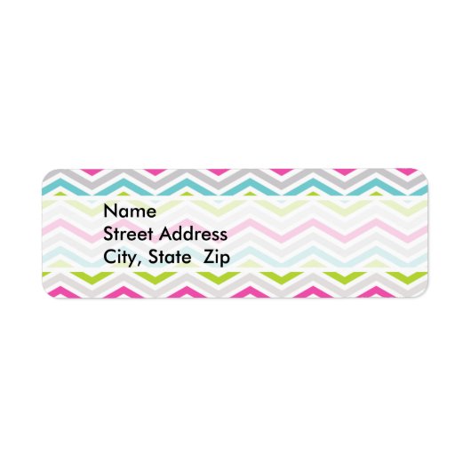 Étiquette Pink, Green, Blue et White Chevron Stripes (Devant)