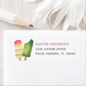 Étiquette Pink & Green Summer Popsicle Adresse de retour (En situation)