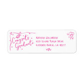 Étiquette Pink Hand Drawn Doodle Graduation White Address (Devant)