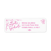 Étiquette Pink Hand Drawn Doodle Graduation White Address (Devant)