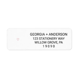 Étiquette Pink Heart Wedding Return Address Label