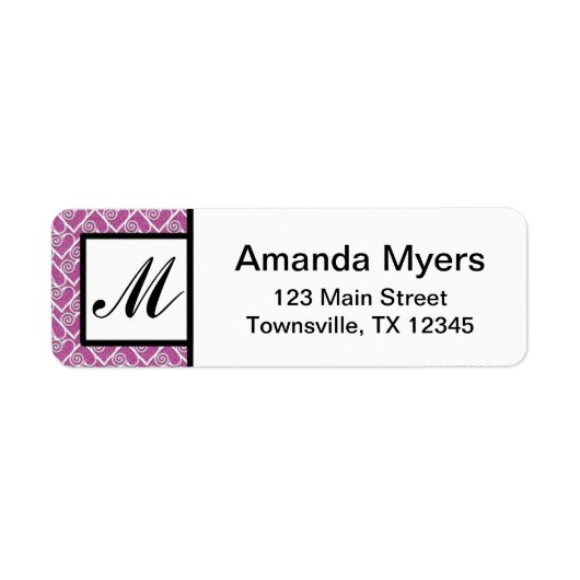 Étiquette Pink Hearts Monogram boarder (Devant)