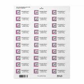Étiquette Pink Hearts Monogram boarder (Feuille entière)
