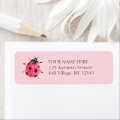 Étiquette Pink Lady Bug Hand-Painted Return Address Labels (En situation)