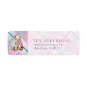 Étiquette Pink & Lavender Plaid Teddy Bear Adresse de retour (Devant)