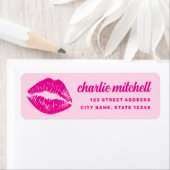 Étiquette Pink lipstick mark retro return address (En situation)
