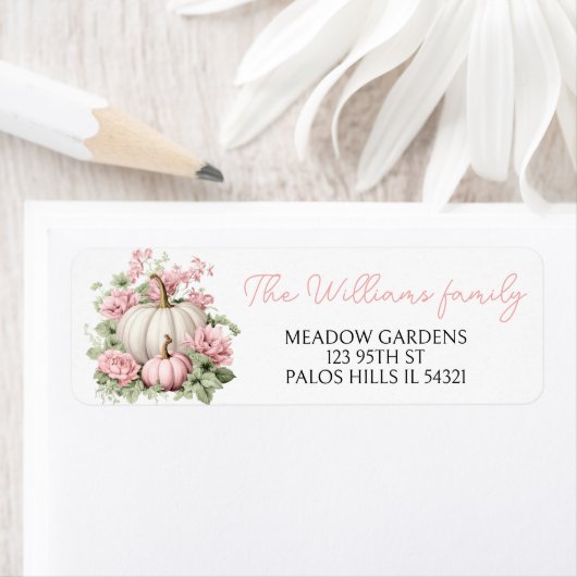 Étiquette Pink mignon citrouille bébé fille adresse de retou (En situation)