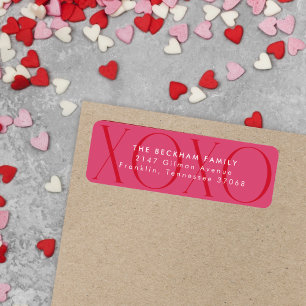 Étiquette Pink Modern XOXO Valentine's Day Adresse de retour