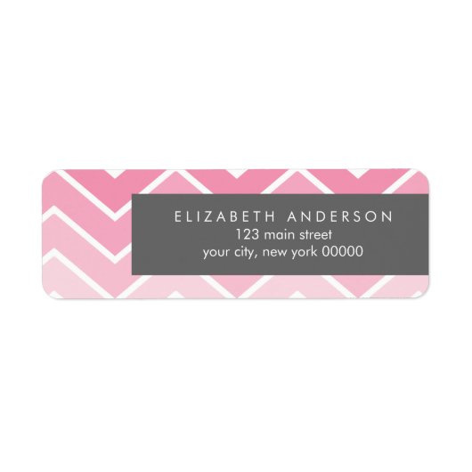 Étiquette Pink Ombre Zig Zag Chevron Motif (Devant)