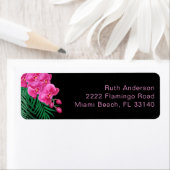 Étiquette Pink Orchid Tropical Green Adresse de retour (En situation)