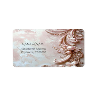 Étiquette Pink Ornate Pearl and Floral Return Address Label