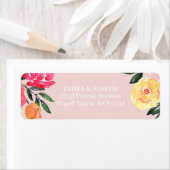 Étiquette Pink Peony Boquet Floral vert Mariage Adresse (En situation)