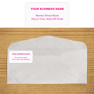 Étiquette Pink Plain Texts Business Address Label
