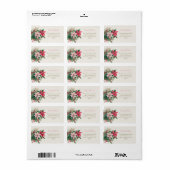 Étiquette Pink Poinsettias Noël élégant (Feuille entière)