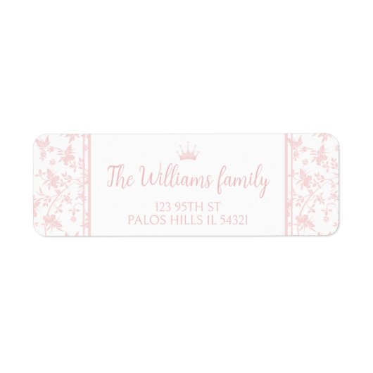 Étiquette PInk princess floral pattern retourner les étiquet (Devant)