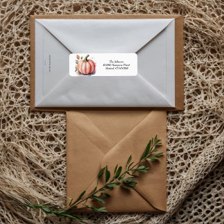 Étiquette Pink Pumpkin Watercolor Boho Baby Boy Shower