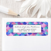 Étiquette Pink Purple Blue Aquarelle Turquoise Étales de sir (En situation)