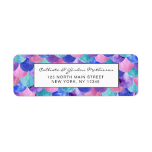 Étiquette Pink Purple Blue Aquarelle Turquoise Étales de sir