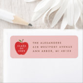 Étiquette Pink Red Apple Preschool Graduation Address Label (En situation)