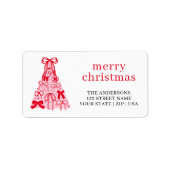 Étiquette Pink Red Bow Merry Christmas Address Label (Devant)