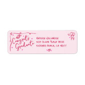 Étiquette Pink Red Hand Drawn Doodle Graduation Fun Address (Devant)