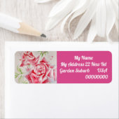 Étiquette Pink Rose Flower Floral Return Address Labels (En situation)