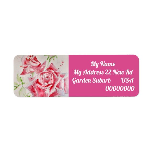 Étiquette Pink Rose Flower Floral Return Address Labels (Devant)