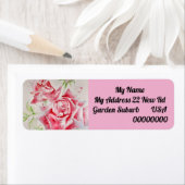 Étiquette Pink Rose Flower Floral Return Address Labels (En situation)