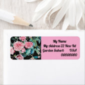 Étiquette Pink Rose Flower Floral Return Address Labels (En situation)