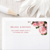 Étiquette Pink Roses 3D Flowers |  Wedding (En situation)