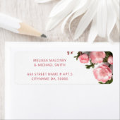 Étiquette Pink Roses 3D Flowers |  Wedding (En situation)