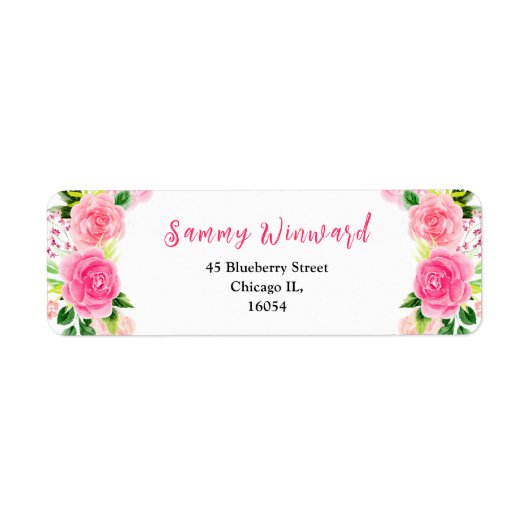 Étiquette Pink Roses and Foliage Bridal Shower (Devant)