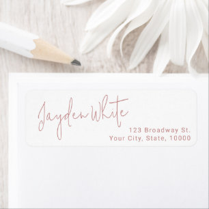 Étiquette Pink Simple Modern Script Graduate Adresse de reto