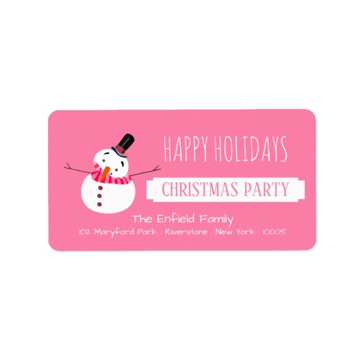 Étiquette Pink Snowman, fête de Noël (Devant)