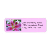 Étiquette Pink Stargazer Lily Floral Adresse de retour (Devant)