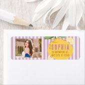 Étiquette Pink Stripes Lemons Yellow Bow Grad Labels Floral (En situation)