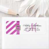 Étiquette Pink Stripes, ruban monogramme pour Mariages (En situation)