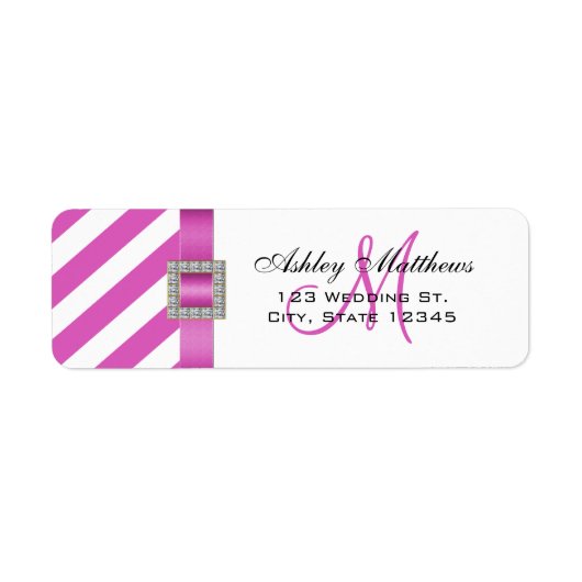 Étiquette Pink Stripes, ruban monogramme pour Mariages (Devant)