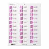 Étiquette Pink Stripes, ruban monogramme pour Mariages (Feuille entière)